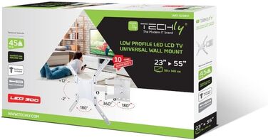 Кронштейн для телевізора Techly Wandhalterung Ultra Slim для LCD/LED ТВ 23'-55', білий