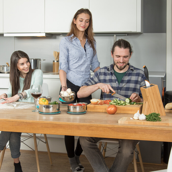 Relaxdays Bamboo Knife Block with Bristles