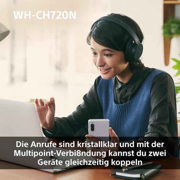 Бездротові Bluetooth-навушники Sony WH-CH720N з активним шумозаглушенням, до 50 годин автономної роботи, рожеві