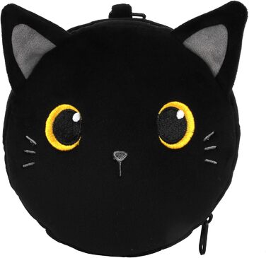 I-TOTAL® - Pillow with Sleep Mask, Locking Pillow with Hook for Travel (BLACK CAT)