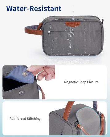 Чоловіча дорожня косметичка ECOHUB, водонепроникна, з великим відділенням та відділенням для мокрого одягу, з переробленого PET, з подвійною блискавкою, сірого кольору