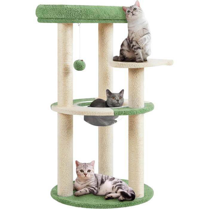 Yaheetech Cat Tree, Ocean Design Cat Tree, Cat Scratching Post, with Platform Space Capsule Sisal Posts, Stable Cat Climbing Tree, (Green/Beige)