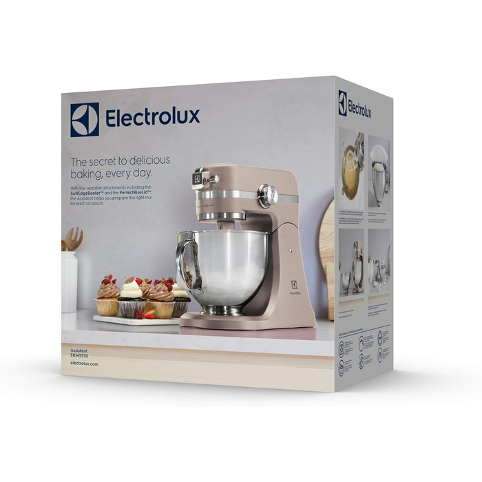Тістоміс Electrolux EKM5570 з нержавіючої сталі, 1200 Вт, 10 швидкостей, з вінчиком та кришкою, пісочний колір