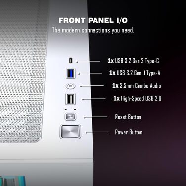 Корпус ПК ATX ANSAITE H-D9 (Білий) з 7 вентиляторами ARGB, підтримка радіатора 360 мм, скляна панель, USB Type-C