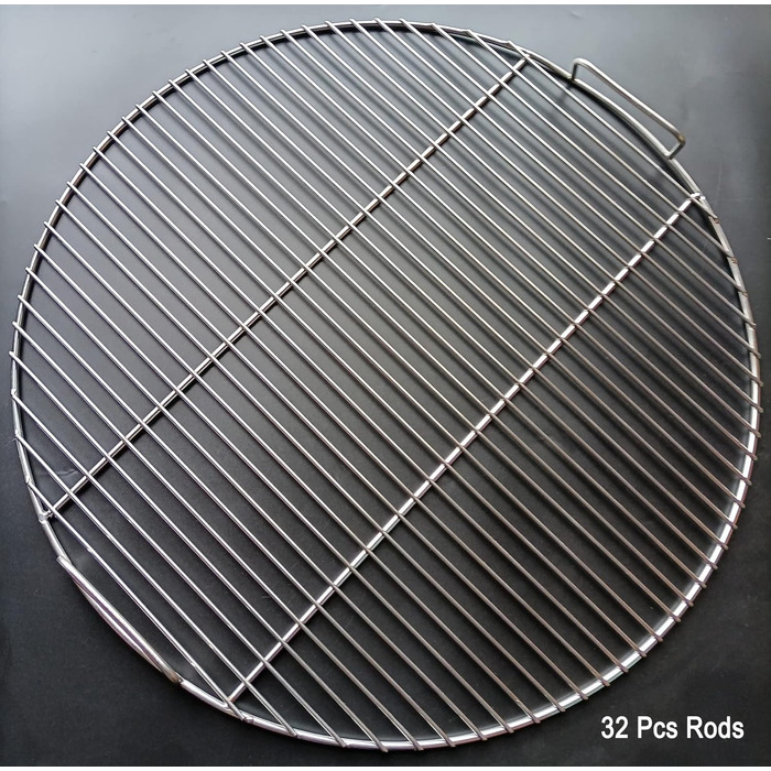 Нержавійна решітка для гриля 304, діаметр 54.5 см, для вугільних грилів 57 см (Weber), замінна решітка для кулькових грилів, з кліпсами для гриля