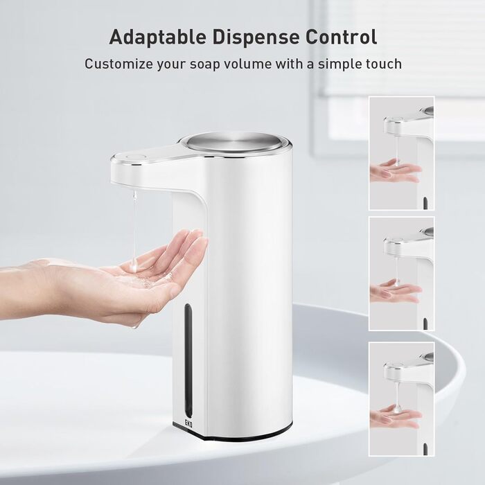 Automatic Soap Dispenser with Window, Dish Soap Dispenser with Infrared Sensor, 250ml, USB Rechargeable, Waterproof, Adjustable Dosage, Drip-Free, for Kitchen & Bath – Matte Black