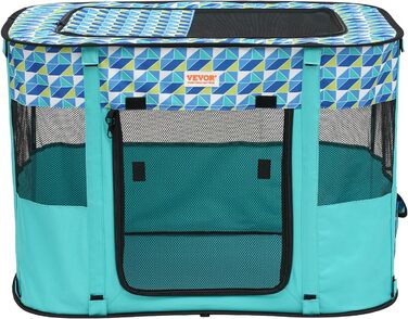 Клітка для цуценят VEVOR, розкладний вольєр для собак, 914 x 914 x 584 мм, з мискою, 600D Oxford, для малих та середніх тварин (Блакитна)
