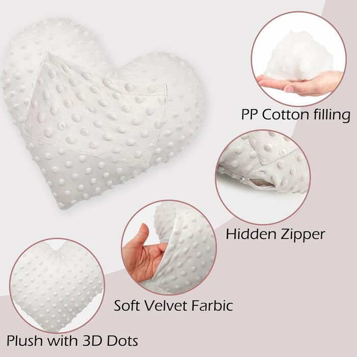 LYMOI Heart Surgery Pillow for Open Heart Surgery, Post-Heart Surgery Pillow, Chest Pillow After Heart Surgery with Pocket, Heart Surgery Recovery Gifts for Patients Minky Dot (Gray)