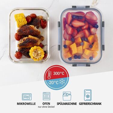 Набір контейнерів для їжі Igluu Meal Prep (5 шт.) – 1050 мл, Borosilikatglas, мікрохвильовка, духовка, морозильник, посудомийна машина, витікання