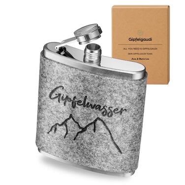 Фляга Gipfelgaudi з фетровим чохлом та лазерним гравіюванням – 200 мл, нержавіюча сталь | Стильна фляга для подорожей та особливих моментів