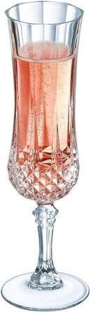 Cristal d'Arques Paris Longchamp Champagne Flutes, 14 cl, shiny, transparent, and highly resistant, made in France, Q7341, Clear, Set of 6 (1er Pack)