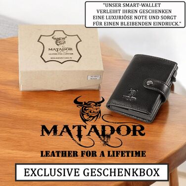Гаманець Matador Slim Miami RFID захист – шкіряний картхолдер з механізмом висування карт, міні-гаманець чоловічий з монетником, Nappa чорний
