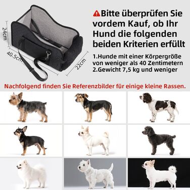 Автокрісло для собак та котів GGW | Безпечне автокрісло з подвійним кріпленням, водонепроникне, з кишенями, для малих собак та котів | Чорна шкіра