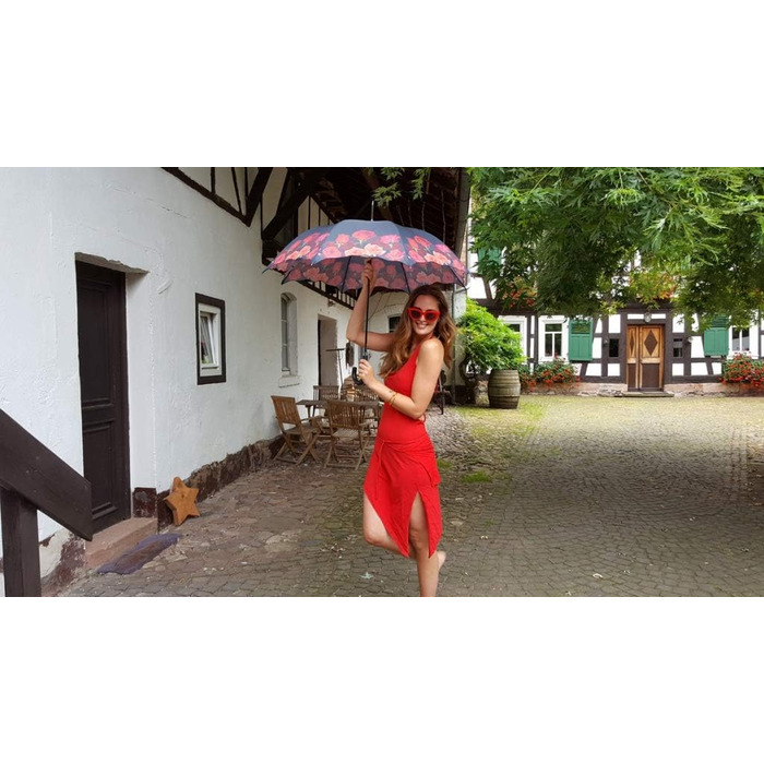 VON LILIENFELD Floral Windproof Umbrella with Automatic Open - Rose Bouquet Design