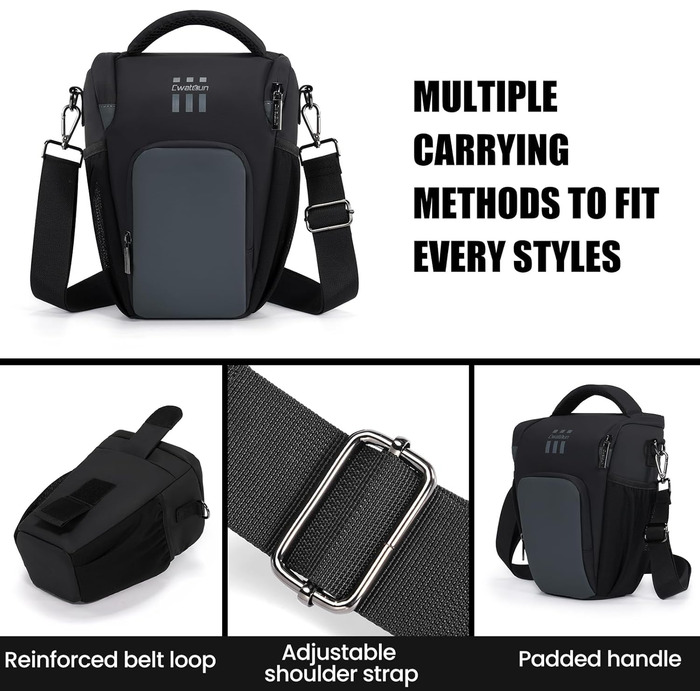 Чохол для цифрової камери Cwatcun, сумісний з Canon/Nikon, з швидким доступом, легкий, чорний (L)