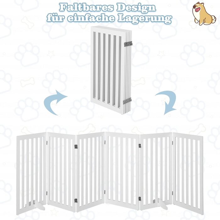 Захисний бар'єр для собак COSTWAY 89 см, 4 панелі, дерев'яний, розкладний, для дітей, захист від сходів, білий