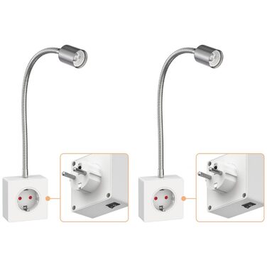 Світлодіодна настільна лампа-прищіпка LESCH з гнучкою шийкою (хром/білий), 2 шт. GU10, 10W