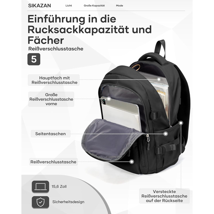 Шкільний рюкзак для підлітків чорного кольору, 44*31*15 см