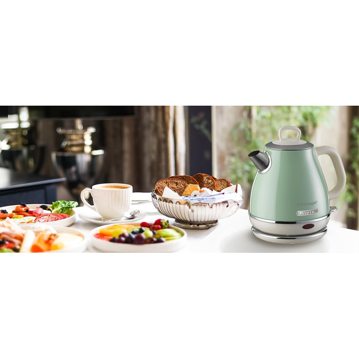 Електричний чайник Ariete Vintage 2868, Бежевий, 1 л, 1600W, з нержавіючої сталі, Retro дизайн, бездротовий, з автовимкненням