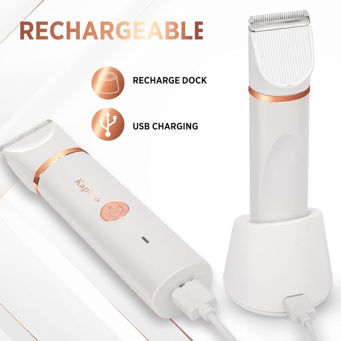 Триммер для бікіні та тіла для жінок 2-в-1: електричний водонепроникний триммер для інтимної зони, обличчя, ніг та рук (Перловий білий)