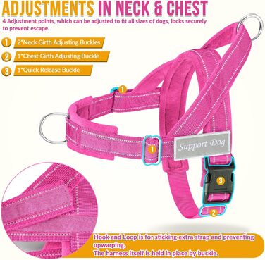 Нашийник для собак середніх та великих порід, 1,55-1,7 м, м'який з відбиваючим ефектом, регульований, антирізний, для прогулянок (M, Рожево-червоний)