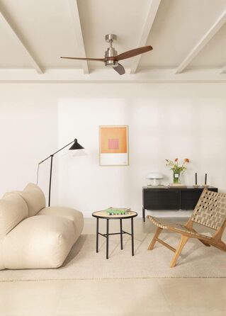 Вентилятор стельовий Windstylance Natural Wood з підсвічуванням, Wi-Fi, дистанційним керуванням, 40W, Ø132 см, 6 швидкостей, таймер, DC-двигун, літньо-зимовий режим (дерев'яні лопаті, з підсвічуванням + вимикач)