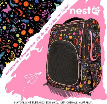 Рюкзак для собак та котів, до 5 кг, ергономічний з вентиляцією, для подорожей (рожевий, з метеликом)