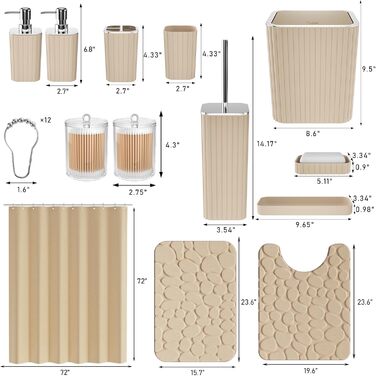 Набір аксесуарів для ванної кімнати: 10 предметів, зелений колір, WC-щітка, сміттєвий бак, золоті акценти