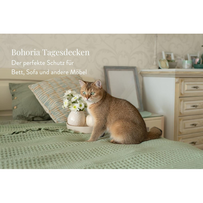 Покривало BOHORIA Premium 220x240 см, 100% бавовна, Oeko-Tex, вафельна текстура, двостороннє, смарагдове, велике для ліжка, дивана, Urban Loft