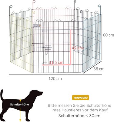 PawHut® вольєр для цуценят, огорожа для собак, вольєр-загон, 120x60x80 см (різнокольоровий)