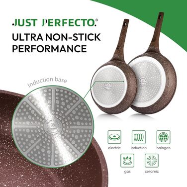 Набір каструль та сковорідок JUST PERFECTO з нержавіючої сталі (21 предмет) - індукційне покриття, без PTFE та PFOA, зелений