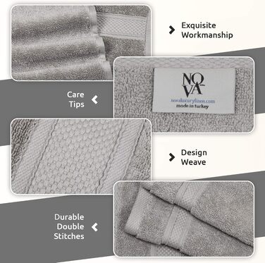 Набір рушників для ванної NOVA Luxury Linen готельного якості, турецька бавовна, 6 предметів, колір Mirage Grey