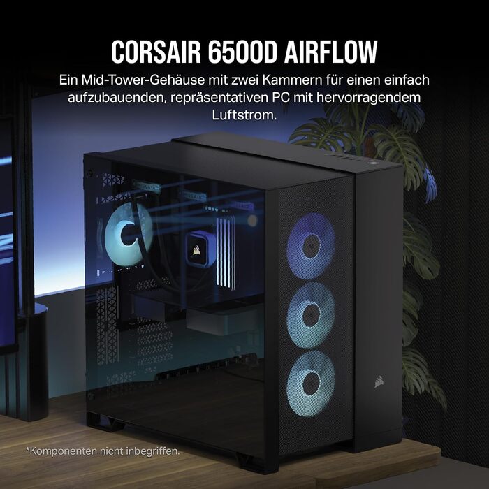 Корпус ПК CORSAIR 6500D Airflow: Mid-Tower ATX, без вентиляторів, чорний