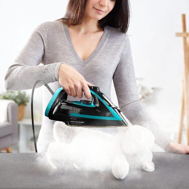 Tefal FV8066 Puregliss Steam Iron | 280 g/min Steam Boost | Vertical Steam | XL Water Filling Opening | Stable Rest | Anti-Scale System | Drip Stop | Auto Shut-Off | Black/Turquoise Black / Turquoise