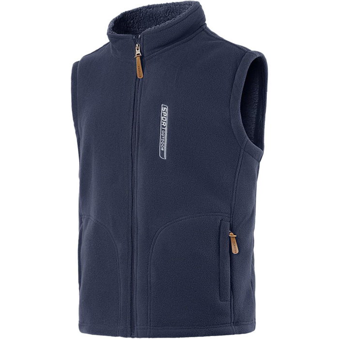 Чоловічий флісовий жилет з високим коміром для активного відпочинку, теплий зимовий жилет, чоловічий жилет з кишенями на блискавці, з підкладкою (синій, 3XL)