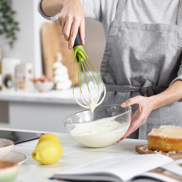 Міксер Joseph Joseph Twist 2-в-1: плоский та для збивання, силіконовий, сірий/зелений, 280 г