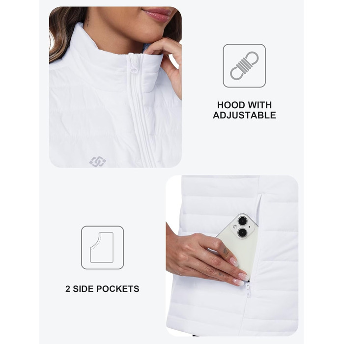 oFiz Steppweste Daen Leicht Weste Daunenweste Daen Ärellos: Легка степкова жилетка oFiz для туризму та подорожей (білий, L)