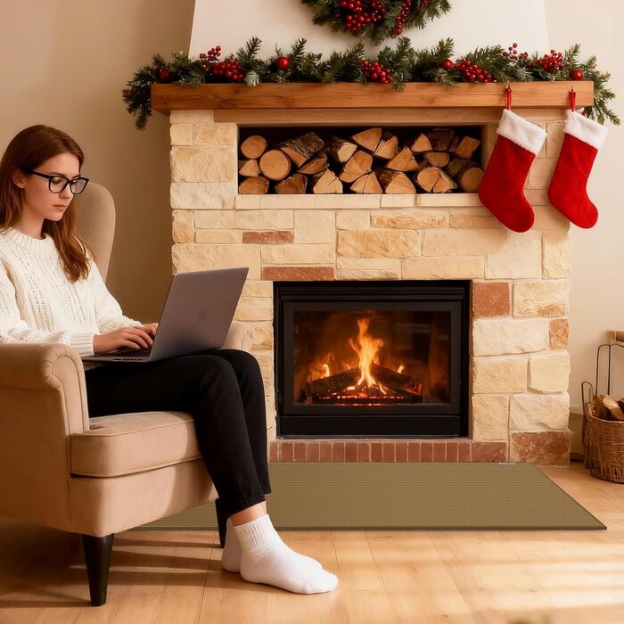 Килимок під гриль, захист від вогню, 105x60 см, для газового гриля, силікон-склотканина, коричневий