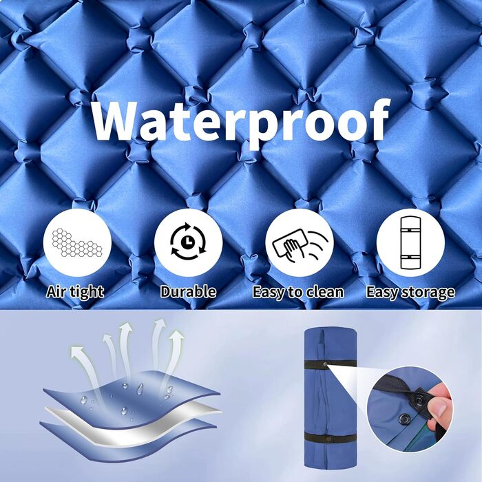 Каремат для кемпінгу Saphirblau: самонадувний килимок для відпочинку на природі з помпою та подушкою