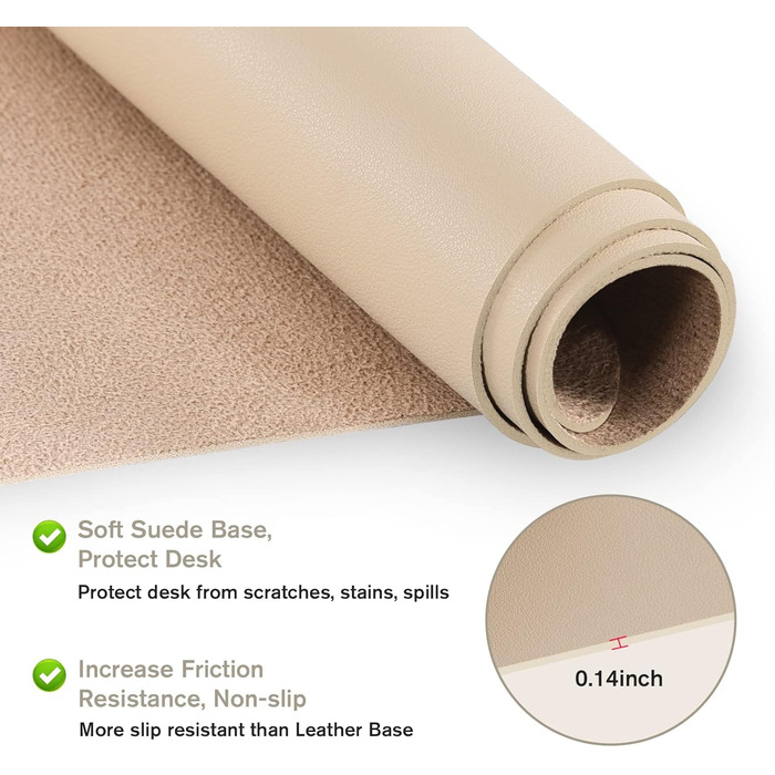 PINKCAT Килимок для миші та захист столу 80x40 см, PU-шкіра, двосторонній, зелено-блакитний (бежевий)