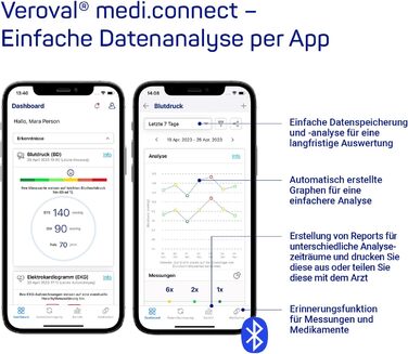 Veroval Compact + Тонометр на плечі BPU 26: виявлення фібриляції передсердь (AFib), передача даних у додаток, Bluetooth