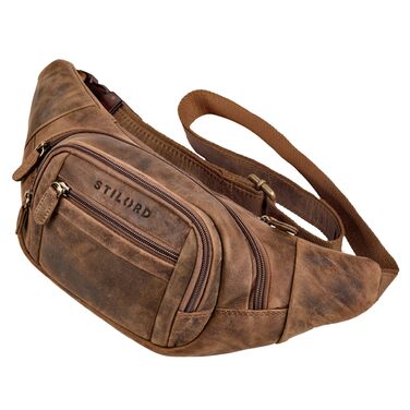 STILORD 'Dublin' чоловіча поясна сумка з натуральної шкіри велика, водовідштовхуюча, захист від крадіжки, багато відділень, XXL, для подорожей, активного відпочинку, фестивалів, колір: коричневий (Mittel - Braun)