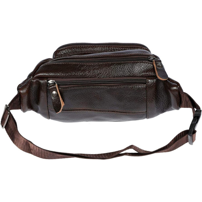 Чоловіча поясна сумка Christian Wippermann з натуральної шкіри - преміум якість, 24x12x6-8 см, 3 відділення на блискавці, регульований ремінь, коричнева