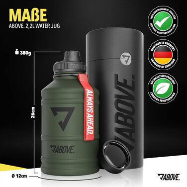Металева пляшка для води 1.3/2.2 л з нержавіючої сталі, BPA-free, не протікає, міцна, з додатковою кришкою для спорту, фітнесу та активного відпочинку, у подарунковій упаковці