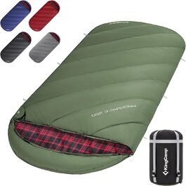 KingCamp XXL 3-Season Sleeping Bag - Oversized Adult Sleeping Bag for Camping, Backpacking, Hiking, and Travel - Lightweight Indoor/Outdoor (#Classic Olive)