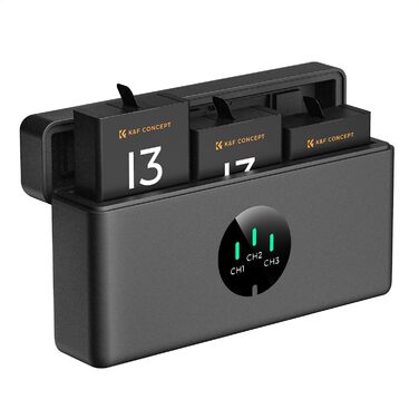 Акумулятор K&F Concept Hero 13 для GoPro 13 Black 2100mAh + LED Зарядний пристрій (3 слоти, органайзер)