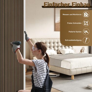 Акустичні панелі з дерева та фетру 120x60 см, набір 4 шт (2,88 м²), звукопоглинаюча стінова облицовка для покращення акустики приміщення, колір Чорний горіх