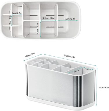 Stainless Steel Toothbrush Holder, Bathroom Electric Toothbrush Holder Organizer, Toothbrush Holder with Non-Slip Bottom, 4 Toothbrush Compartments, Removable for Easy Cleaning (Large)