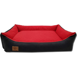 Odolplusz XXL - Dog Bed for Large Dogs - Dog Cushion - Dog Sofa with Reversible Cushion | Removable and Washable Cover [   ] (Black-Red, 100x70cm)