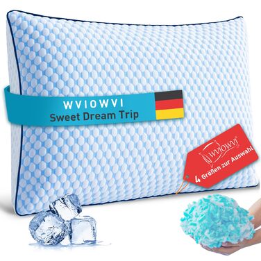 Подушка з піни Memory Foam охолоджуюча, ергономічна для сну на боці, спині та животі (50x70 см, синьо-біла)